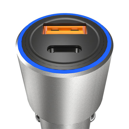 Cargador de coche USB Dudao R4PQ, 1 X USB - 1 X USB Tipo-C, 22.5 W, Carga rápida - Power Delivery, Gris