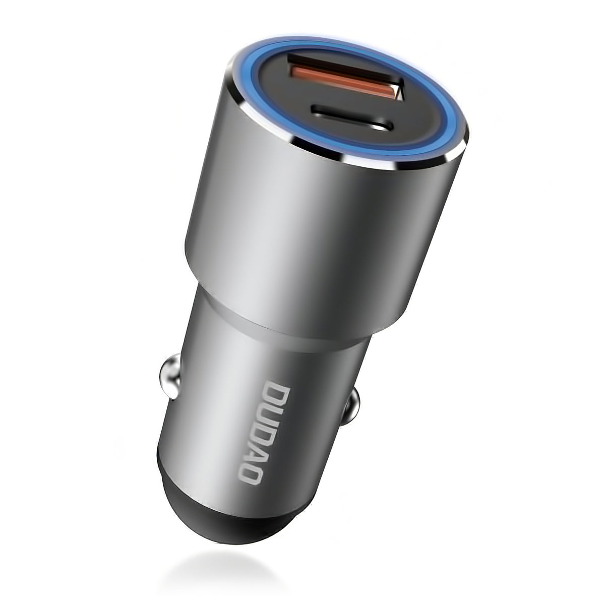 Cargador de coche USB Dudao R4PQ, 1 X USB - 1 X USB Tipo-C, 22.5 W, Carga rápida - Power Delivery, Gris