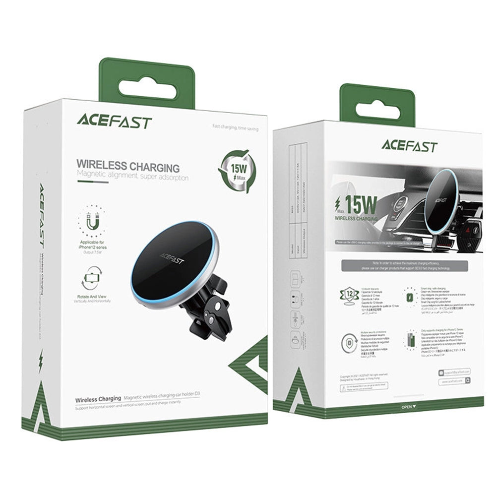 Acefast D3 Wireless Car Charger, 15W, 1.67A, Silver