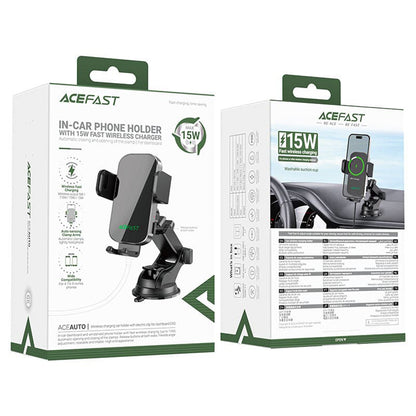 Cargador de Coche Inalámbrico Acefast D53, 15W, 1.67A, Negro