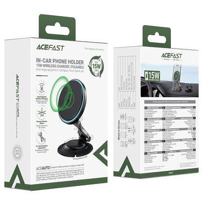 Cargador de Coche Inalámbrico Acefast D65, 15W, 1.67A, Negro