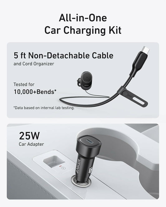 Cargador de Coche Inalámbrico Anker MagGo, 15W, 1.67A, Negro B2932G11