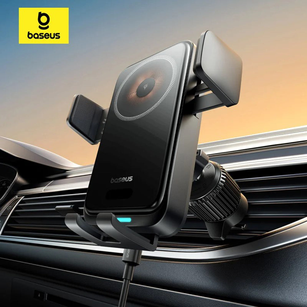 Cargador de Coche Inalámbrico Baseus Wisdom Pro Vent, 15W, 1.67A, Negro C40381501123-00