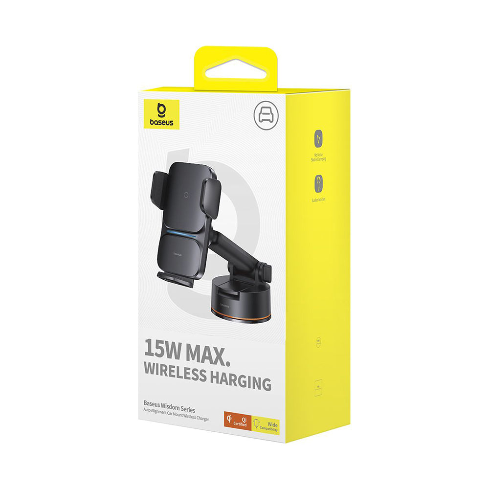 Cargador de Coche Inalámbrico Baseus Wisdom Dash, 15W, 1.67A, Negro C40344901113-Z1