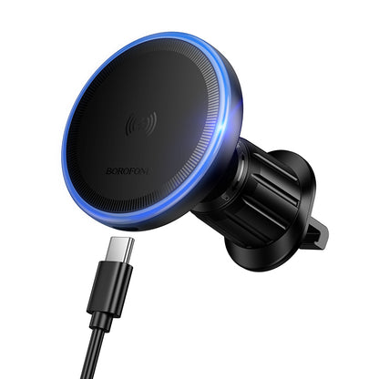 Cargador de Coche Inalámbrico Borofone BH224 Flash, 15W, 1.67A, Negro