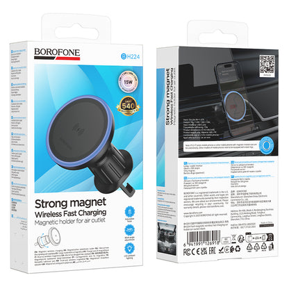 Cargador de Coche Inalámbrico Borofone BH224 Flash, 15W, 1.67A, Negro