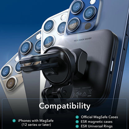 Cargador de Coche Inalámbrico ESR HaloLock Vent, 15W, 1.67A, Negro