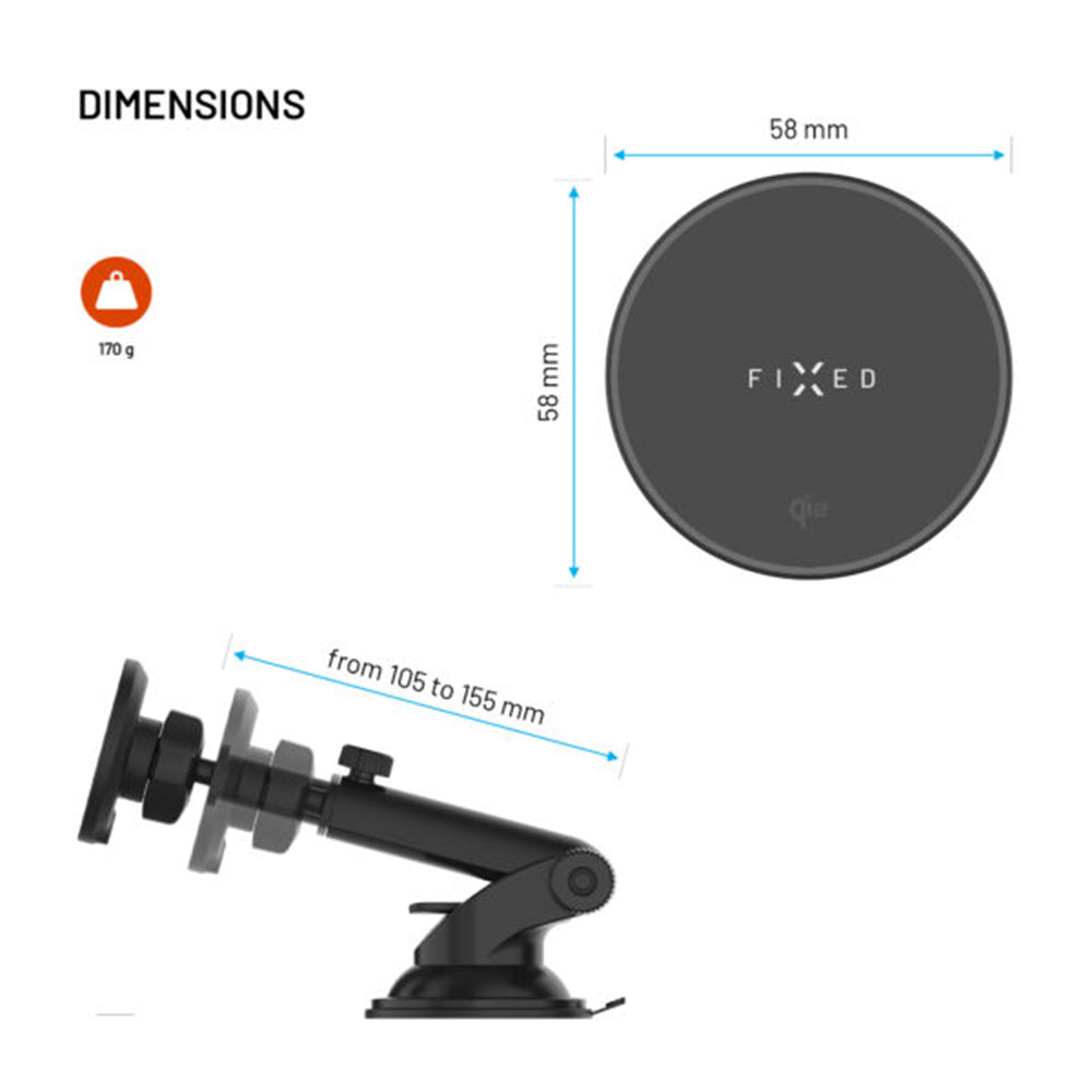 Cargador de Coche Inalámbrico Fixed MagRound 2 XL, 15W, 1.67A, Negro