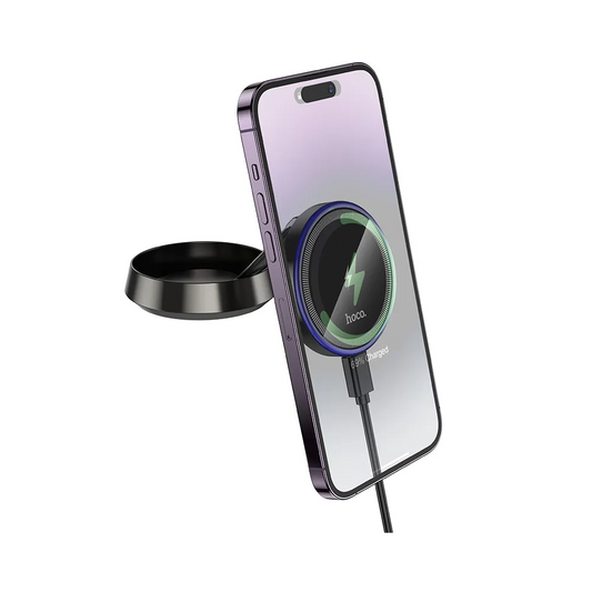 Cargador de Coche Inalámbrico HOCO HW33, 15W, 1.67A, Gris