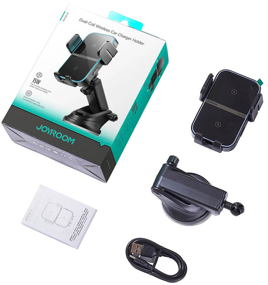 Cargador de Coche Inalámbrico Joyroom JR-ZS246s, 15W, 1.67A, Negro