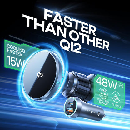 Cargador de Coche Inalámbrico Lisen W701, 15W, 1.67A, Negro YL0224060042