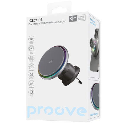Proove Icecore Wireless Car Charger, 15W, 1.67A, Gray WHIC15002003