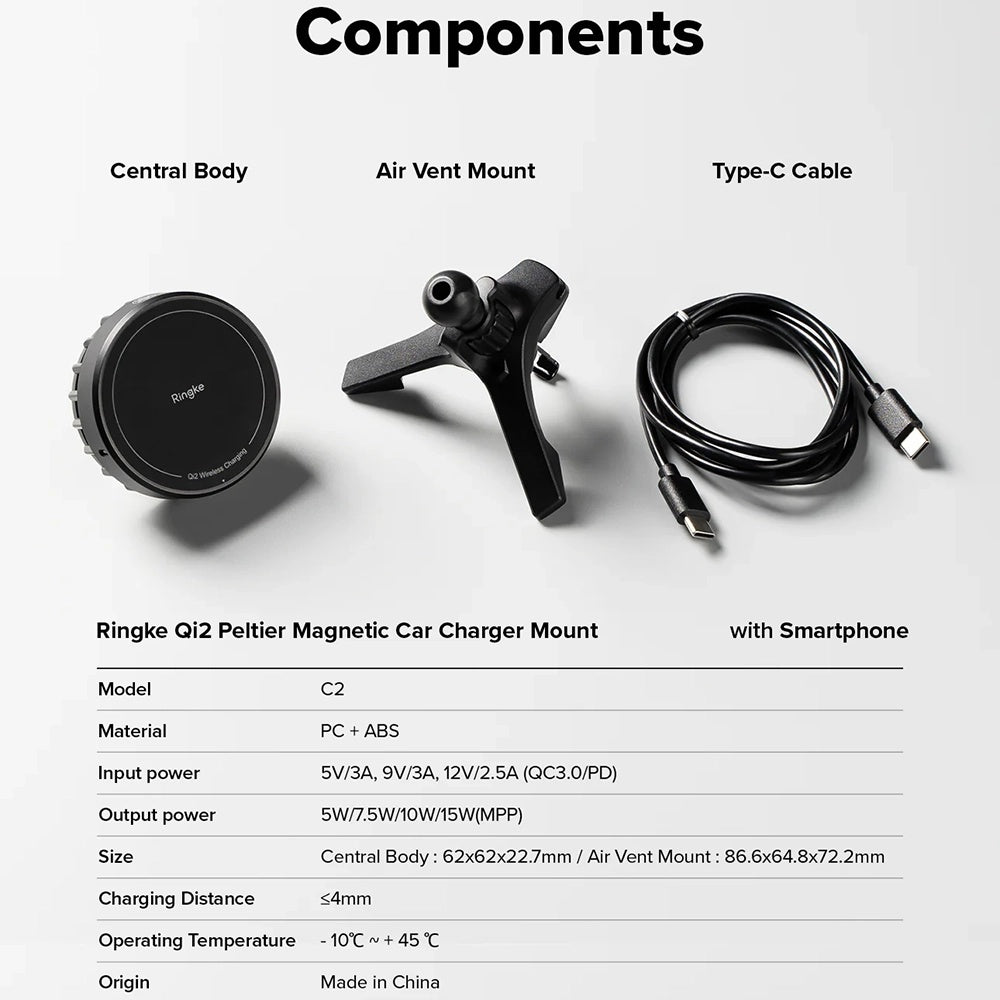 Cargador de Coche Inalámbrico Ringke, 15W, 1.67A, Negro