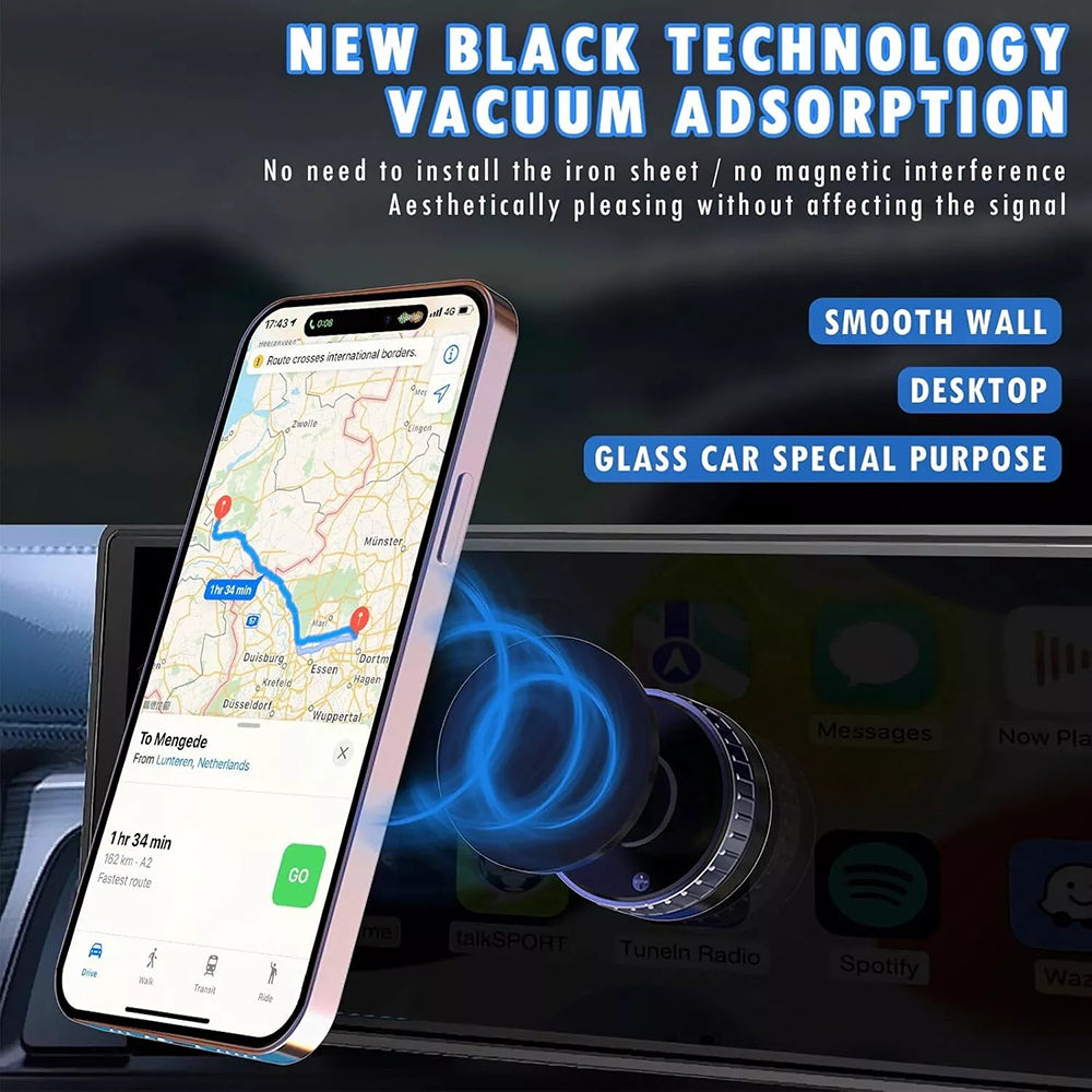 Cargador de Coche Inalámbrico Techsuit HOLD253, 15W, 1.67A, Negro