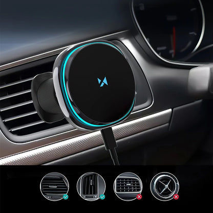 Cargador de Coche Inalámbrico WZK WCT5-Q6S2Y, 15W, 1.67A, Negro