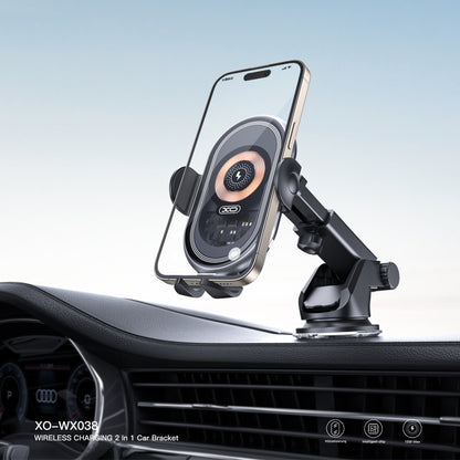 Cargador de Coche Inalámbrico XO Design WX038, 15W, 1.67A, Negro