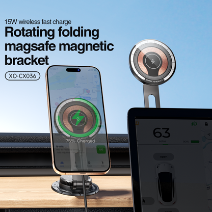 Cargador de Coche Inalámbrico XO Design CX036, 15W, 1.67A, Negro