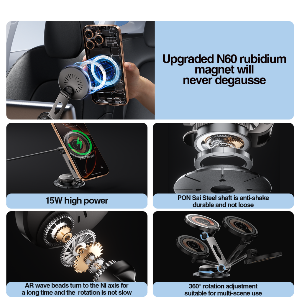 Cargador de Coche Inalámbrico XO Design CX036, 15W, 1.67A, Negro