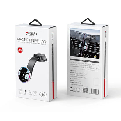 Cargador de Coche Inalámbrico Yesido C292, 15W, 1.67A, Negro