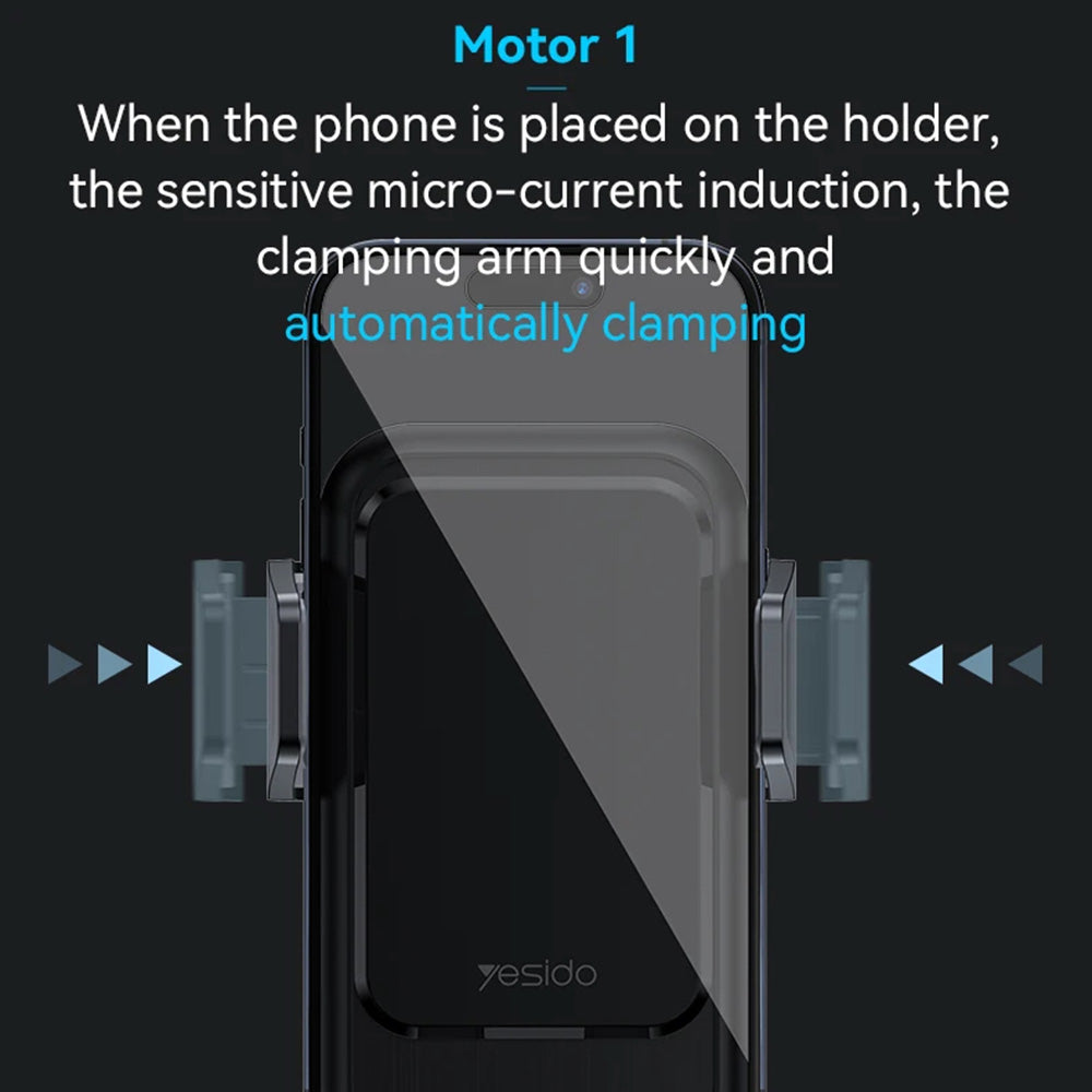 Cargador de Coche Inalámbrico Yesido C312, 15W, 1.67A, Negro