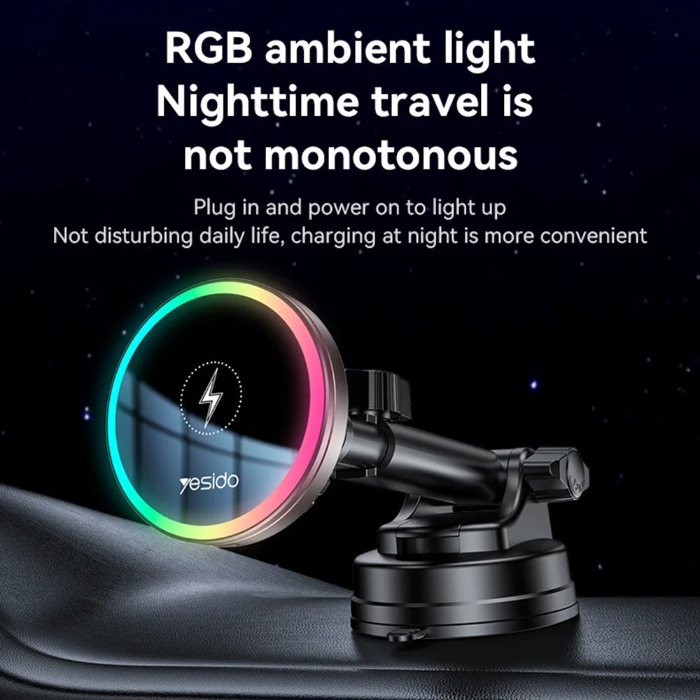 Yesido C315 Wireless Car Charger, 15W, 1.67A, Black