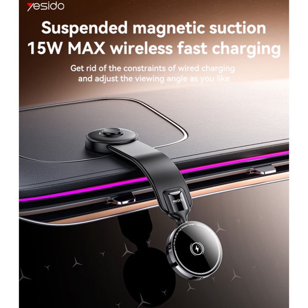 Cargador de Coche Inalámbrico Yesido C316, 15W, 1.67A, Negro
