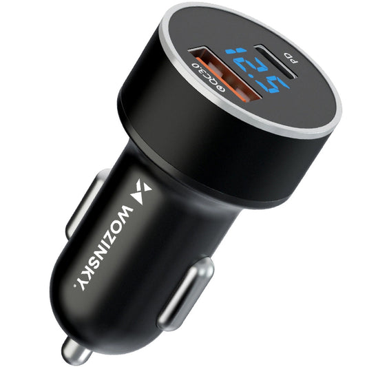 Cargador de coche WZK WDCCAC, 36W, 3A, 1 x USB-A - 1 x USB-C, Negro 