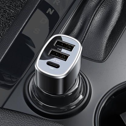 Cargador de coche Yesido Y47, 49W, 3A, 2 x USB-A - 1 x USB-C, Negro