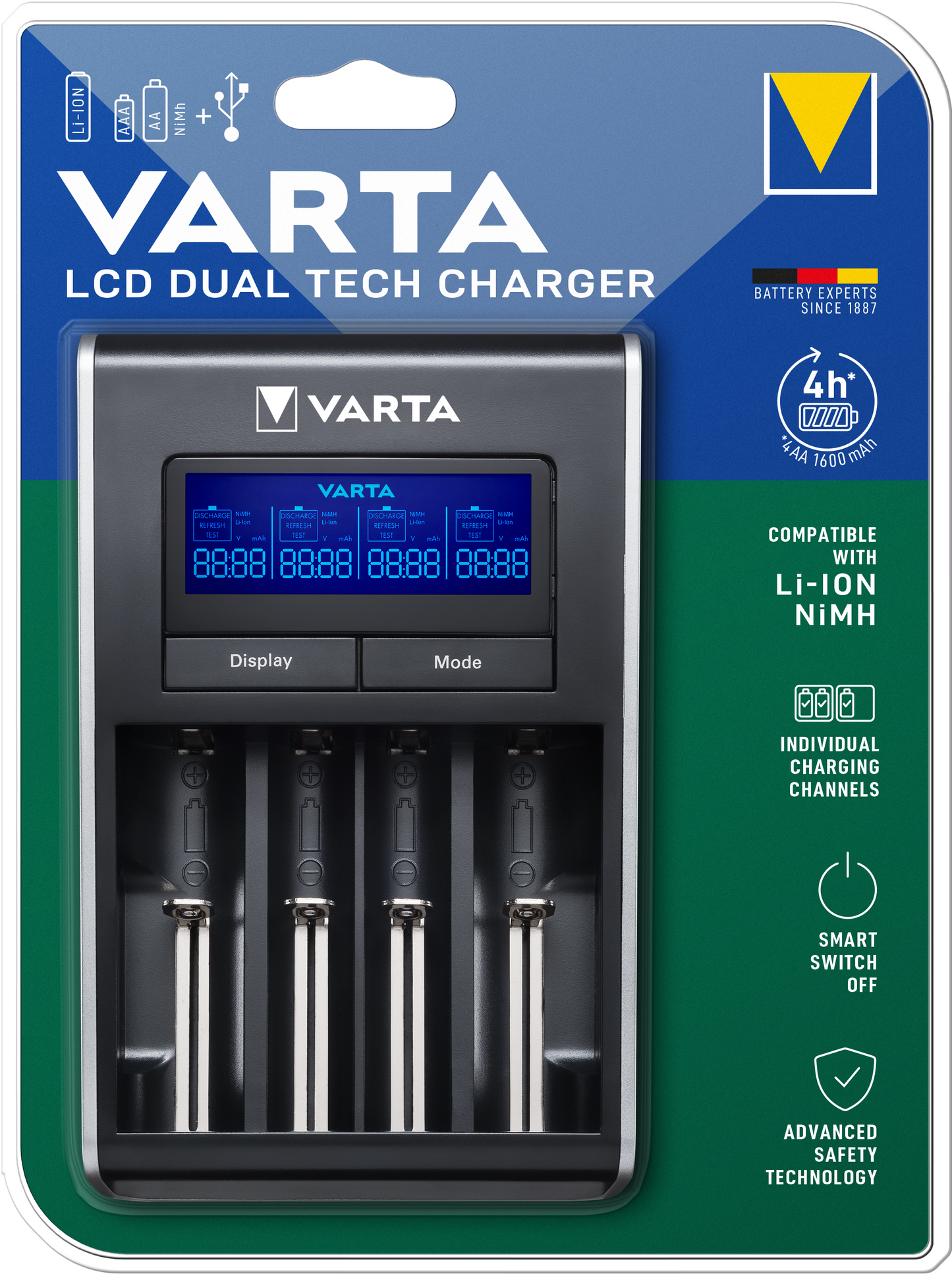 Cargador de Baterías Varta, AA / AAA, Negro