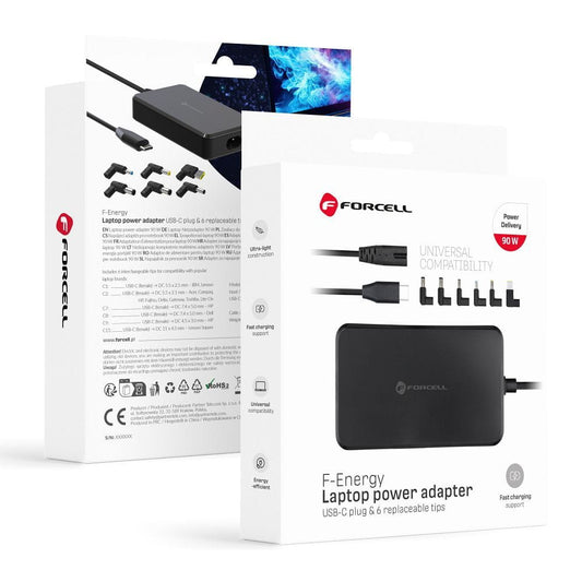 Cargador Forcell F-Energy E856, 90W, Negro