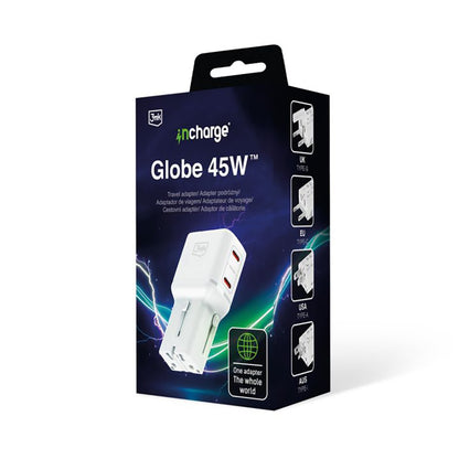 Cargador de Red 3MK Globe Travel, 45W, 3A, 2 x USB-C, Blanco