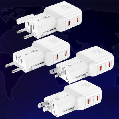 Cargador de Red 3MK Globe Travel, 45W, 3A, 2 x USB-C, Blanco