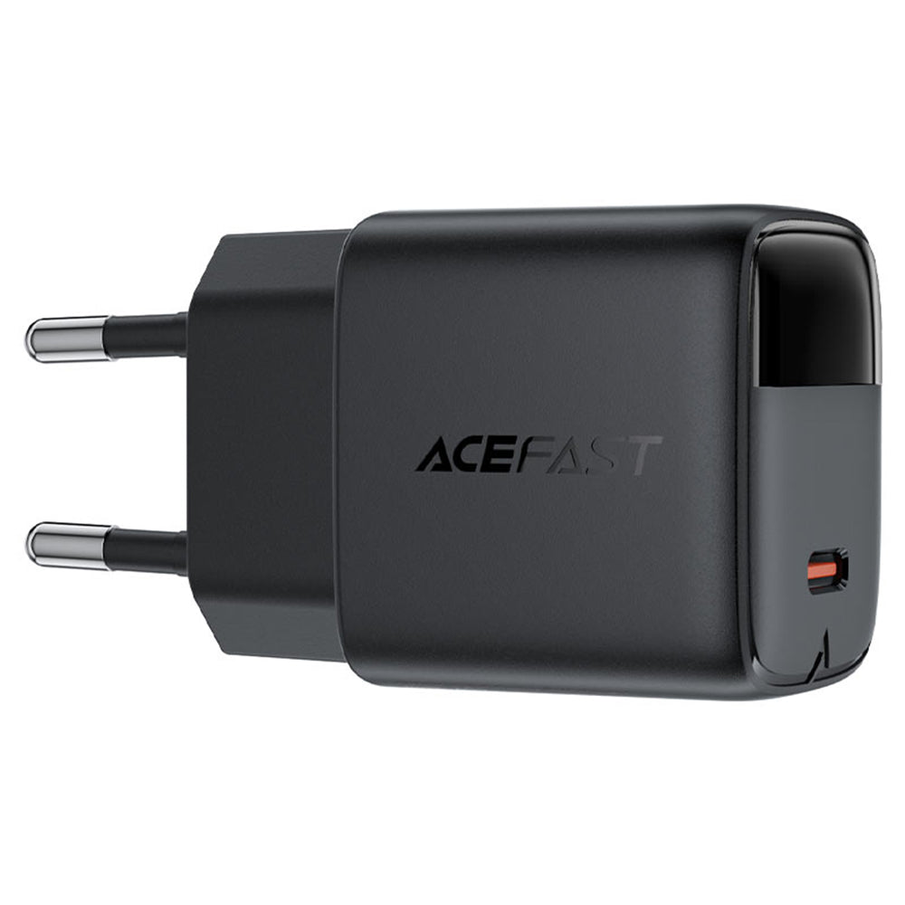 Cargador de Red Acefast A113 Display, 20W, 3A, 1 x USB-C, Negro