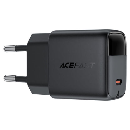 Cargador de Red Acefast A113 Display, 20W, 3A, 1 x USB-C, Negro