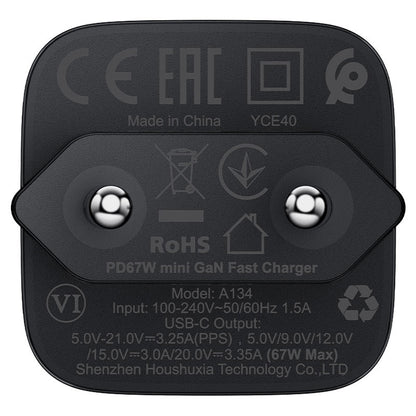 Acefast A134 Network Charger, 67W, 3.35A, 1 x USB-C, Black