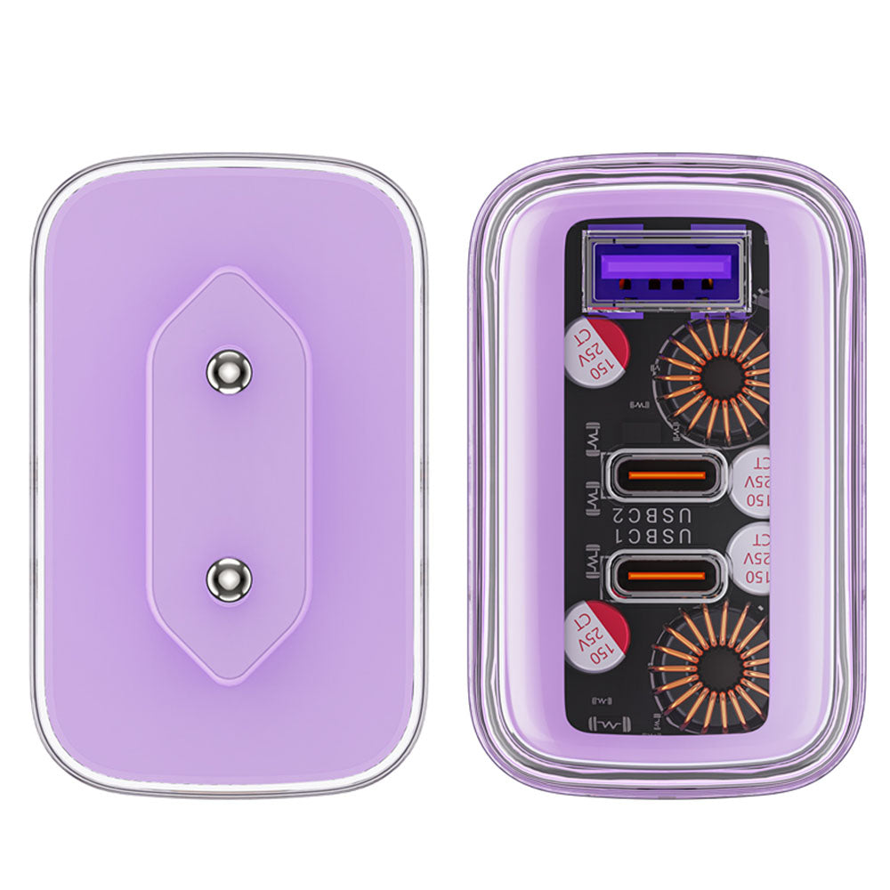 Cargador de Red Acefast A45 Exploration, 65W, 3.25A, 1 x USB-A - 2 x USB-C, Morado