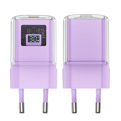 Cargador de Red Acefast A53 Sparkling Display, 30W, 3A, 1 x USB-C, Morado