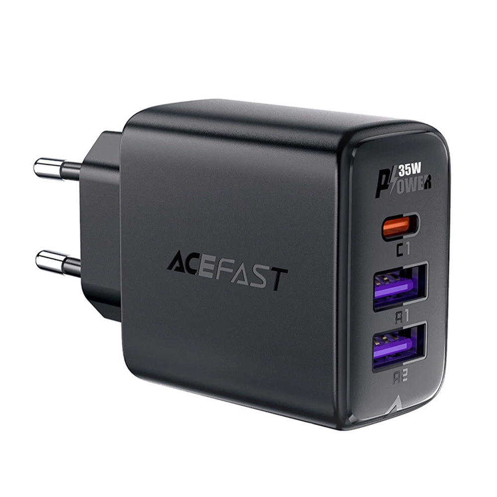 Cargador de Red Acefast A57, 35W, 3A, 2 x USB-A - 1 x USB-C, Negro