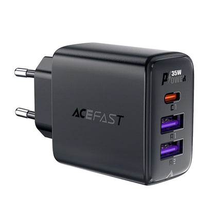 Cargador de Red Acefast A57, 35W, 3A, 2 x USB-A - 1 x USB-C, Negro