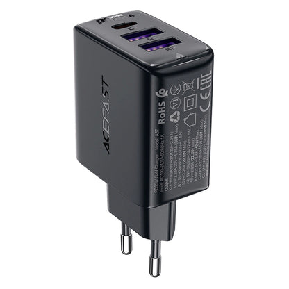 Cargador de Red Acefast A57, 35W, 3A, 2 x USB-A - 1 x USB-C, Negro