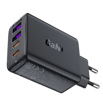 Cargador de red Acefast A61, 45W, 3A, 2 x USB-A - 2 x USB-C, Negro