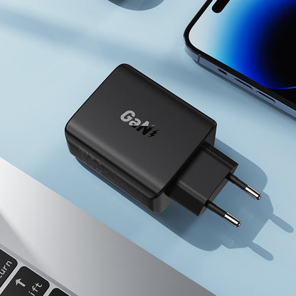 Cargador de red Acefast A61, 45W, 3A, 2 x USB-A - 2 x USB-C, Negro
