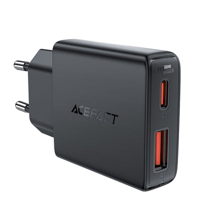 Cargador de Red Acefast A69, 30W, 3A, 1 x USB-A - 1 x USB-C, Negro