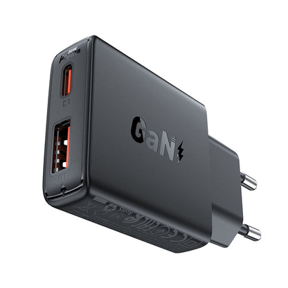 Cargador de Red Acefast A69, 30W, 3A, 1 x USB-A - 1 x USB-C, Negro