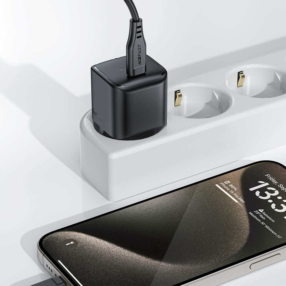 Cargador de Red Acefast A77, 30W, 3A, 1 x USB-C, Negro