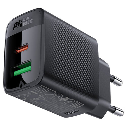Cargador de Red Acefast A78, 20W, 3A, 1 x USB-A - 1 x USB-C, Negro