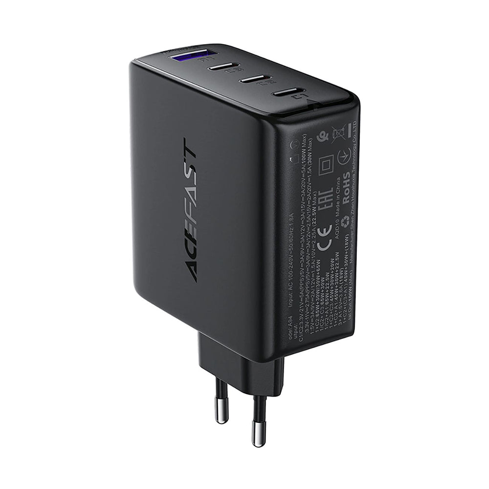 Cargador de Red Acefast A94, 100W, 5A, 1 x USB-A - 3 x USB-C, Negro