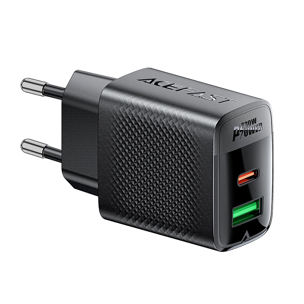 Cargador de Red Acefast A98, 30W, 3A, 1 x USB-A - 1 x USB-C, Negro