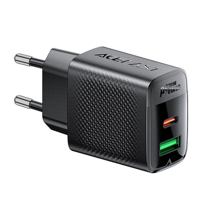 Cargador de Red Acefast A98, 30W, 3A, 1 x USB-A - 1 x USB-C, Negro