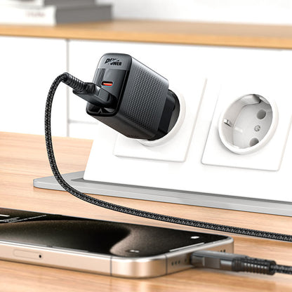 Cargador de Red Acefast A98, 30W, 3A, 1 x USB-A - 1 x USB-C, Negro